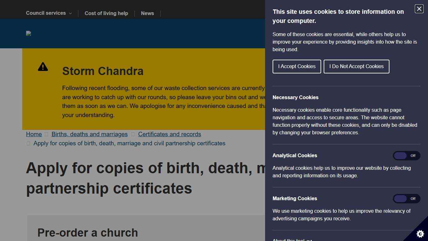 Apply for copies of birth, death, marriage and civil partnership certificates - Dorset Council